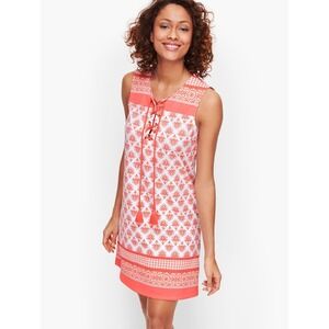 Talbots Cabana Life UPF 50 Geometric‎ Print Sleeveless Tassel Tie Swim Dress XL